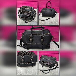 Madison West Black Travel Bag with Gold Accents